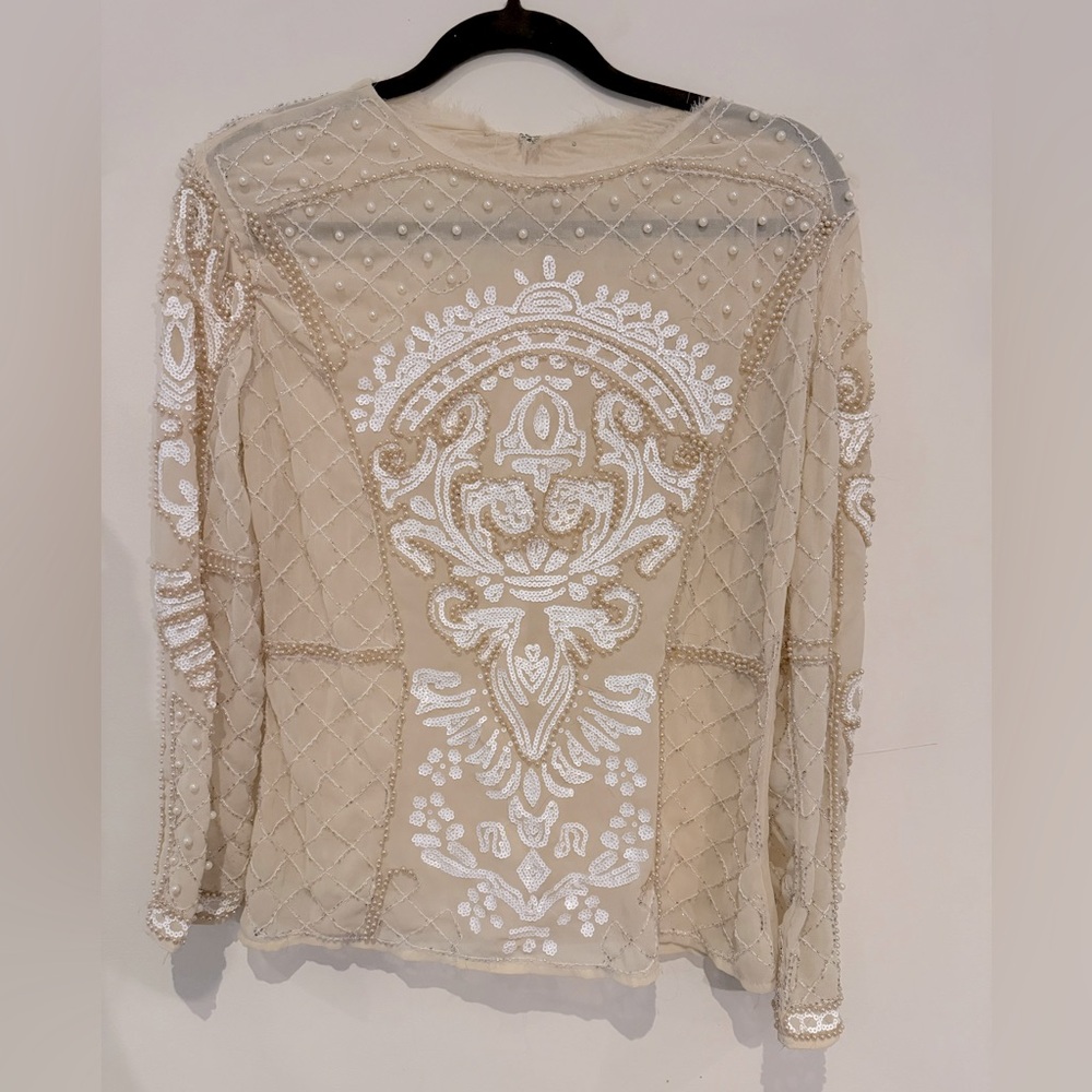 Vintage Sheer Beaded Bridal Party Top